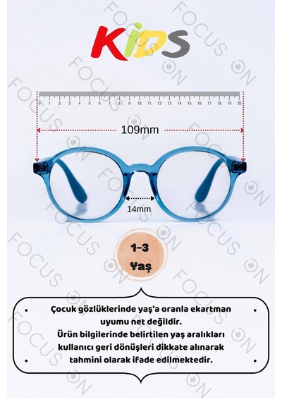 Focus On KS006-C8-EKRAN Mavi 1-3 Yaş Mavi Işık Filtreli Çocuk Ekran Gözlüğü