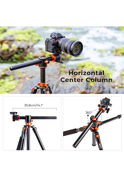 K&F Concept SA254T3 Profesyonel Deve Boynu Tripod 191 CM (T254A4+BH-28L)