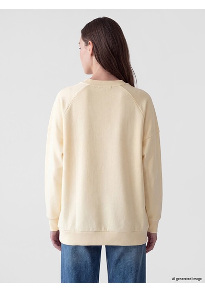 Lcw Modest Bej Oversize Kadın Kalın Sweatshirt Tunik