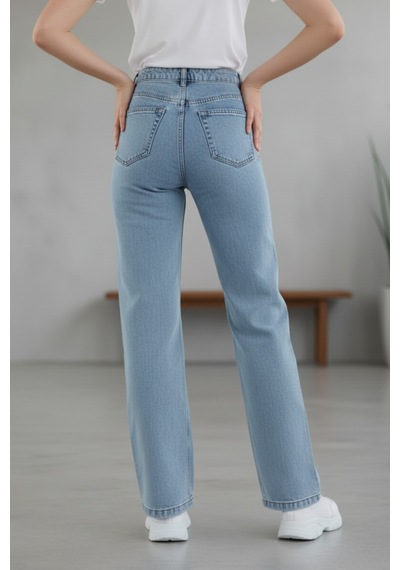 Woddi Heaven Kadın Yüksek Bel Buz Kar Yıkama Salaş Wide Leg Jeans Geniş Paça Palazzo Kot Pantolon Taş