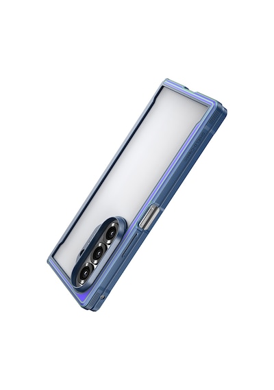 Galaxy Z Fold 7 Uyumlu Kılıf M-safe Şarj Özellikli Airbagli Raptic Shield Serisi Şeffaf Kapak Mavi Mavi
