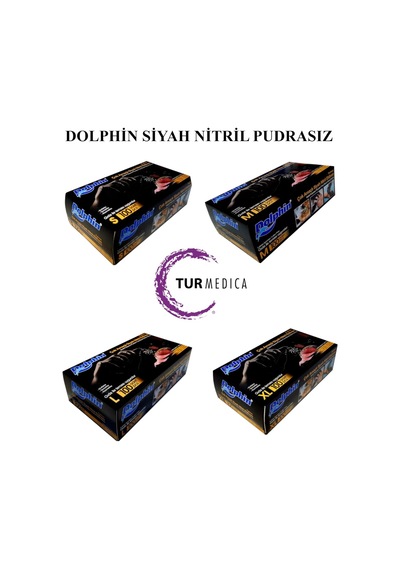 Dolphin Siyah Pudrasız Nitril Eldiven 20 x 100'lü Siyah