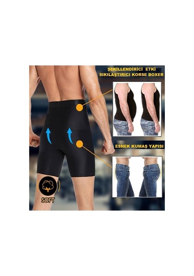 Ff Fit Form Giyim Fitwaist Bel Erkek Boxer Korse Siyah Renk Siyah