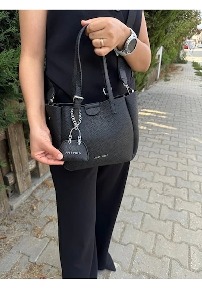 Just Polo Kadın Yeni Sezon Yumuşak Derili 4 Bölmeli Lüks El Ve Omuz Çantası Shopper Ebat: 28 X 20 Cm Siyah 95588999