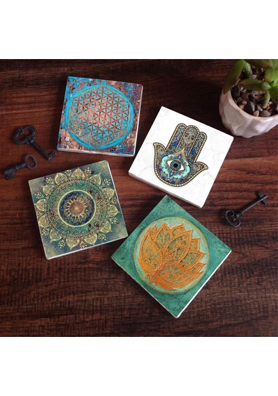 Mandala, Yaşam Çiçeği, Lotus Çiçeği, Fatma Ana Eli Hamsa Taş Bardak Altlığı Seti - 4 Parça - Dekoratif, Rustik Mutfak Aksesuarı, 10x10 Cm, Kaydırmaz Tabanlı, Şık Ve Dayanıklı Sc212 Çok Renkli Mandala, Yaşam Çiçeği, Lotus Çiçeği, Fatma Ana Eli Hamsa Taş Bardak Altlığı Seti - 4 Parça - Dekoratif, Rustik Mutfak Aksesuarı, 10x10 Cm, Kaydırmaz Tabanlı, Şık Ve Dayanıklı Sc212 Çok Renkli