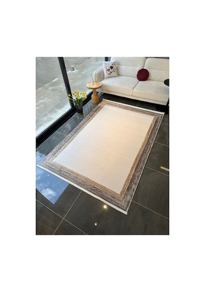 Merinos Vista Kahverengi Çerçeveli %100 Akrilik Yumuşak Dokulu Salon Oturma Odası Halısı 76592-957