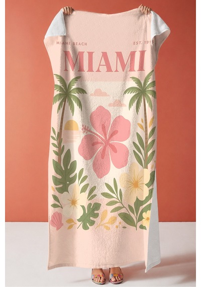 Tropikal Çiçekli Miami Palmiye Plaj Havlusu - Bohem Pembe Yaz Temalı Havuz Deniz Banyo Sahil Örtüsü Dalgın Çiçeği Tropikal Çiçekli Miami Palmiye Plaj Havlusu - Bohem Pembe Yaz Temalı Havuz Deniz Banyo Sahil Örtüsü Dalgın Çiçeği