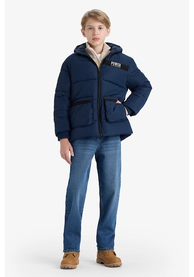 Defacto Erkek Çocuk Su İtici Kapüşonlu Polar Astarlı Parka E9374a825wnnv146 Lacivert-nv146