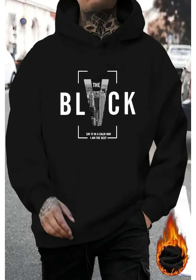 Uyguntarz Black Baskılı Pamuklu Oversize Sweatshirt siyah