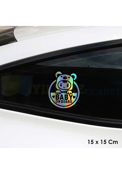 Arabada Bebek Var Baby On Board Hologram Oto Sticker Araba Etiket