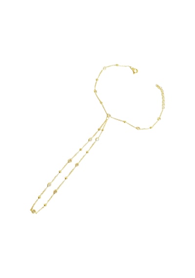 Top Zincir Ve Taşlı Gümüş Şahmeran Bileklik Trend Gümüş Aksesuar - Gold Renk Altın