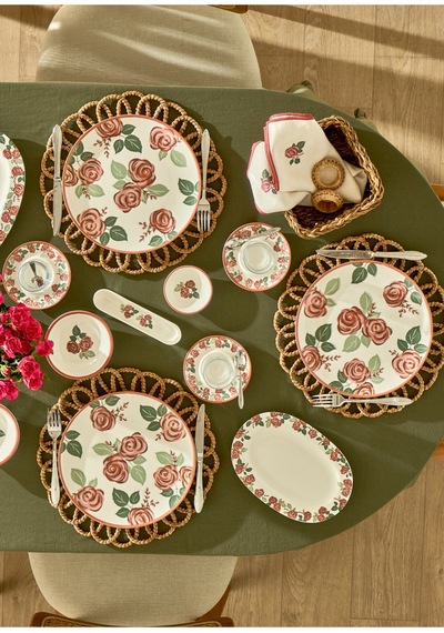 Bella Maison Rose Porselen 6'lı Servis Tabağı 26 Cm Çok Renkli