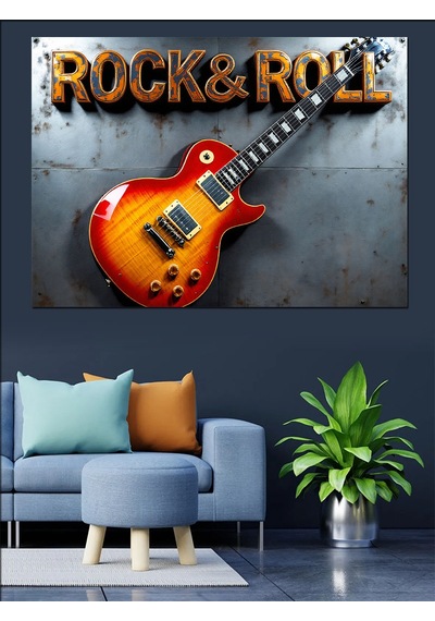 Rock & Roll Gitarı Dekoratif Kanvas - Mdf Ahşap Tablo