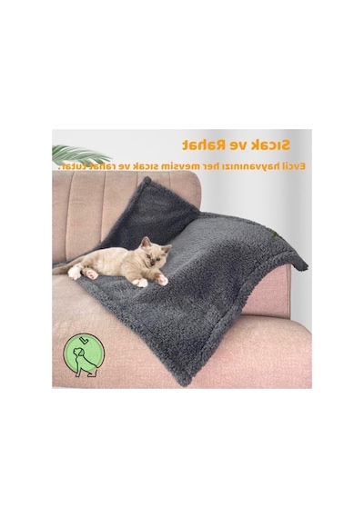 Yıkanabilir Peluş Kedi Köpek Battaniyesi, Gri, 80x100 Cm Acı Kahve - Pembe