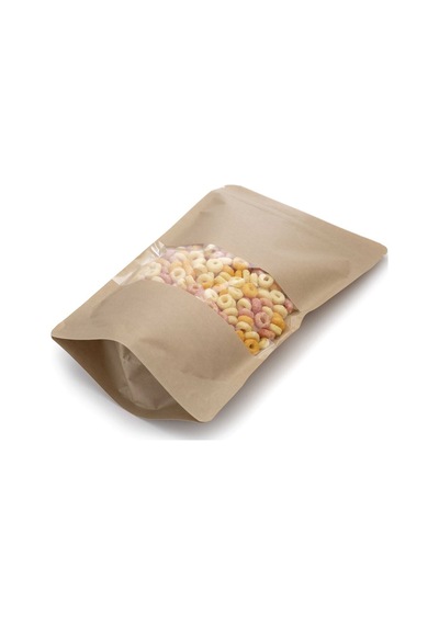 Pencereli Kraft Kilitli Doypack Ambalaj 18 X 29 + 4,5 Cm. 750 Gr. -1000 Adet
