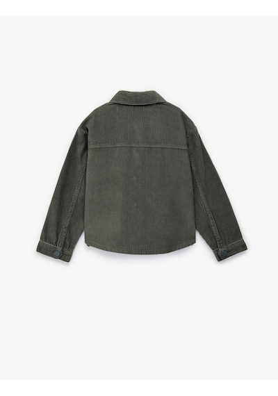 Koton Pamuklu Uzun Kollu Oversize Kadife Gömlek Gri 6wkg60019aw Gri