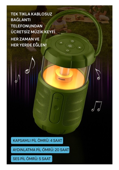 Kamp Lambası Ve Bluetooth Speaker Işıklı Kablosuz El Tutamaçlı Kampta Tatilde Tatilde Ofis Ve Ev