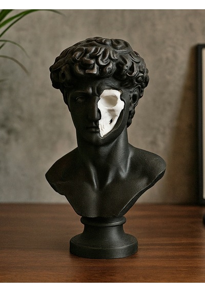 David Heykeli Kuru Kafa Tasarımlı Gotik Dekoratif Büst - Modern Sanat Objesi