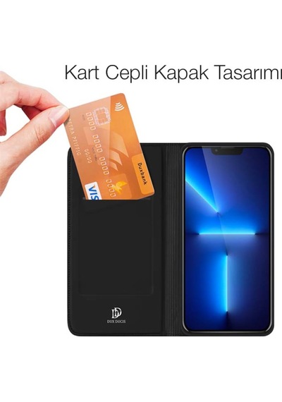 Dux Ducis Apple Uyumlu iPhone 13 Pro Max 6.7Inç Kilif Kapakli Flip Cover Kili 143958216 - Renk / Siyah