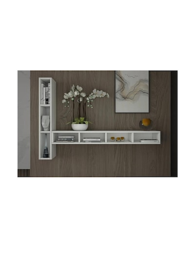 7 Raflı Modern Beyaz Duvar Rafı
