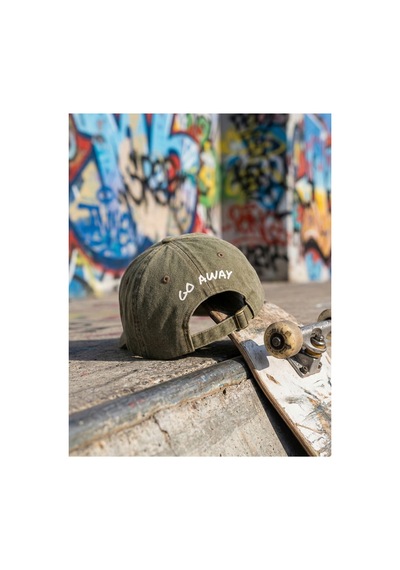 Emybox Unisex Arkası Baskılı Yıkamalı Pamuk Şapka -arkası Yazılı Ayarlanabilir Eskitme Vintage Kep Zeytin Yeşili