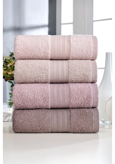 Elart Rainbow Havlu Seti Pamuklu 4 Adet 50x90 Cm Pudra Pudra
