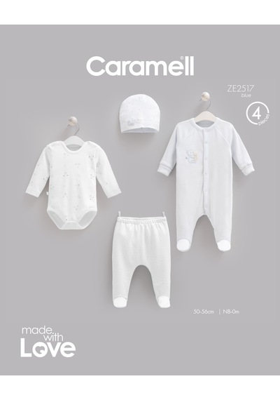 Caramell Teddy Bear Tulumlu 4'lü Set Mavi renkli