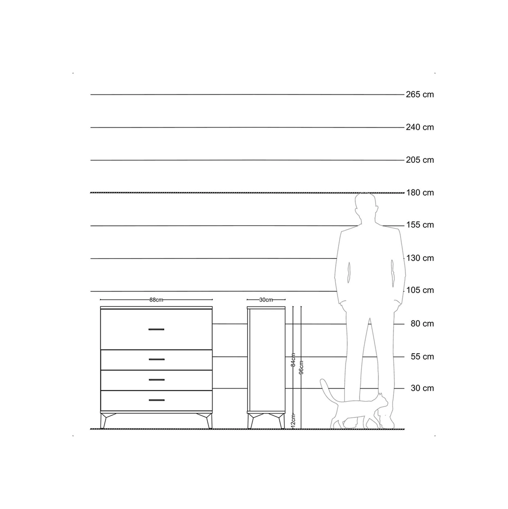 Arges Şifonyer 4 Çekmeceli 88x30x96 Antrasit-çam Antrasit
