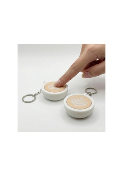 Mekanik Tuşlu Fidget Anahtarlık - Kahve Latte Art Tasarımlı Stres Giderici Aksesuar Çok Renkli