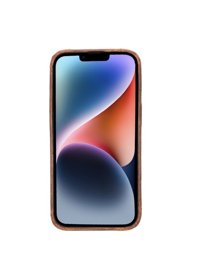 İphone 15 / 15 Plus / 15 Pro / 15 Pro Max Uyumlu Deri Telefon Kılıfı, Kişiye Özel İsim Baskılı, Magsafe Uyumlu, İnce Tasarım Kılıf Kahve