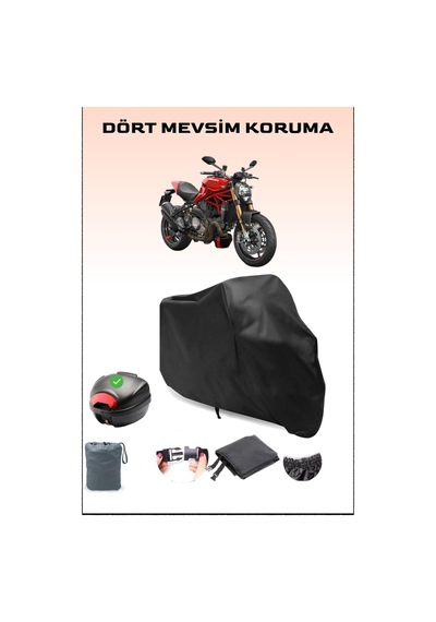 Siyah Ducati Monster 1200 Arka Çanta Uyumlu Motosiklet Branda Su Geçirmez Dayanıklı Kumaş