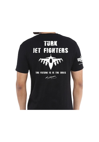 Alfa Giyim Jet Fighters Baskılı Tişört Siyah
