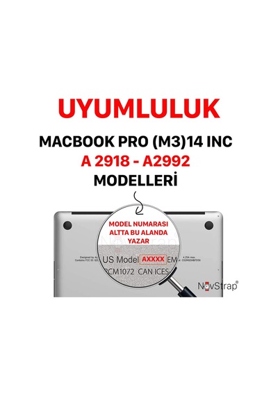 Novstrap Apple Uyumlu MacBook Pro M3 14 İnç A2992 A2918 İle Ekran Koruyucu Parlak Nano Film