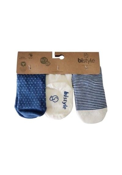 Bistyle Bibaby Organik Çorap Soket 3lü Kaymaz Puanlı İndigo Açık Lacivert