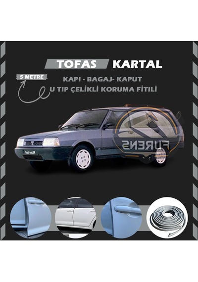 Tofaş Kartal Oto Araç Kapı Koruma Fitili 5 Metre Parlak Gri Renk