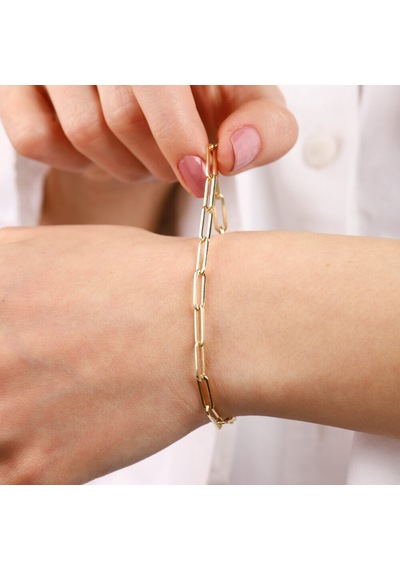 14 Ayar Altın Ataç Bileklik 4 Mm Sarı Altın