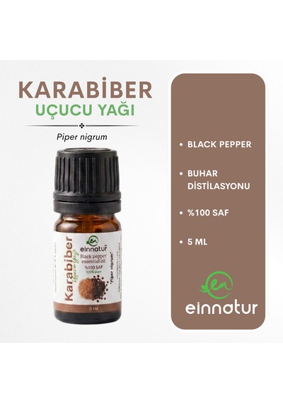 Karabiber Uçucu Yağı, 5 Ml, %100 Saf Piper Nigrum Essential Oil
