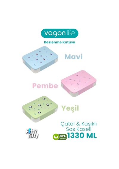 1330 Ml Tek Kat 6 Bölme Çocuk Beslenme Kutusu Çatal/kaşık/sos Kaseli -ffb1265 Diğer