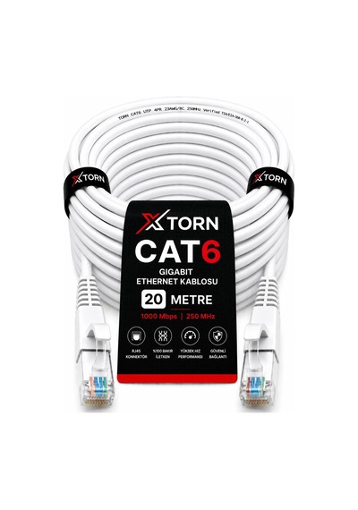 Torn Cat6 Ethernet Kablosu 20 Metre Rj45 Lan İnternet Modem Router Bilgisayar Kablosu