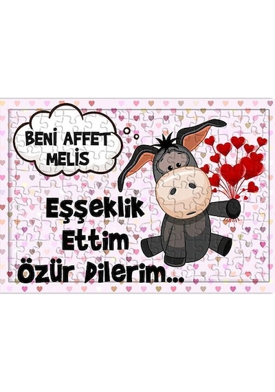 Özür Dileme Hediyesi Eşşeklik Ettim Isim Baskılı Puzzle - Yapboz