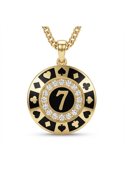 7 Figürlü Poker Chip Kolye Ucu Çok Renkli