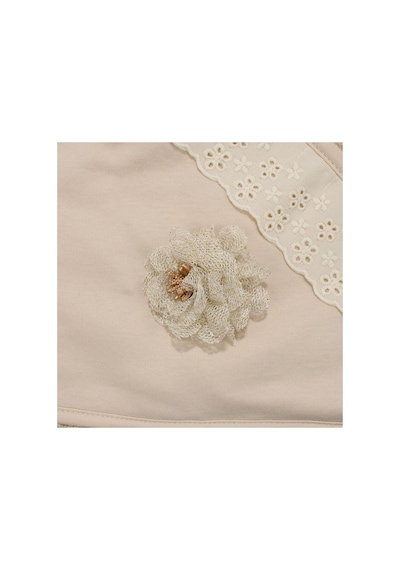 Kız Bebek Kahve Fistolu Tüllü Çicek Broşlu Lifli Havlu Seti 75x75 Cm Çok Renkli