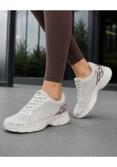 Homiro Unisex Rahat Günlük Spor Ayakkabı Yazlık Hafif Fileli Bej