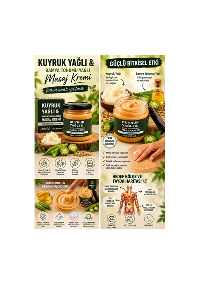 Alfalife Kuyruk Yağlı & Bamya Tohumu Yağlı Masaj Kremi 210 Ml - Bitkisel İçerikli Vücut Masaj Kremi