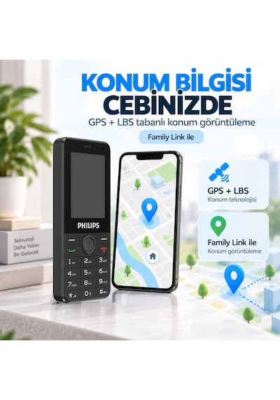 Philips E6808P 4G VoLTE Tuşlu Cep Telefonu 2.4” Ekran 1700mAh Batarya Görüntülü Arama Family Link Asker-Yaşlı-Öğrenci Siyah