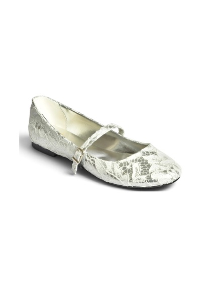 Fox Shoes Z726232704 Gümüş Kumaş Bantlı Kadın Babet