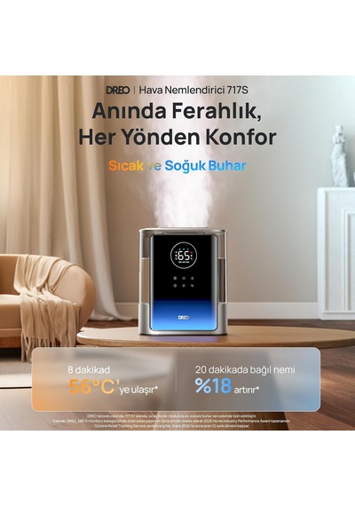 8 L Akıllı Nemlendirici, Sıcak Ve Soğuk Buharlı, 80 Saat