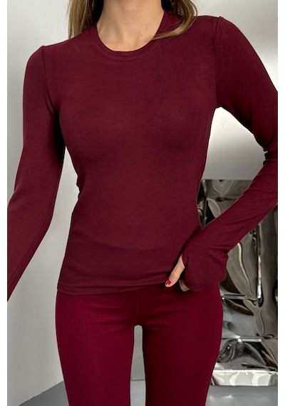 Balenbi Kadın Buzzy Parmak Geçmeli Bisiklet Yaka Basic Body 1130 Bordo