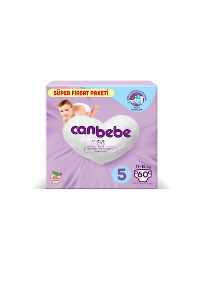 Canbebe Bebek Bezi 5 Numara Junior Süper Fırsat Paketi 60 Adet