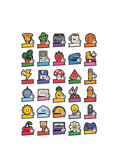 Retro Vintage Pop Sticker Seti 150 Adet - 5'li Mega Paket No11 - Laptop Defter Ajanda Çok Renkli